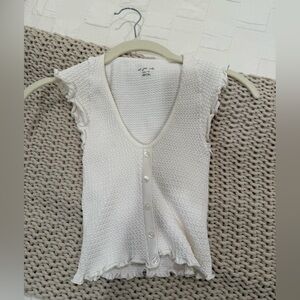 Urban Outfitters White Knit Button-Up tops